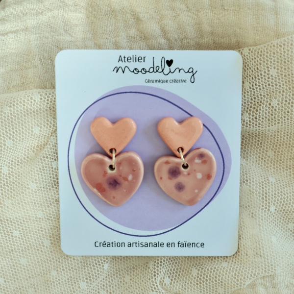 Boucles d'oreilles - Duo coeur